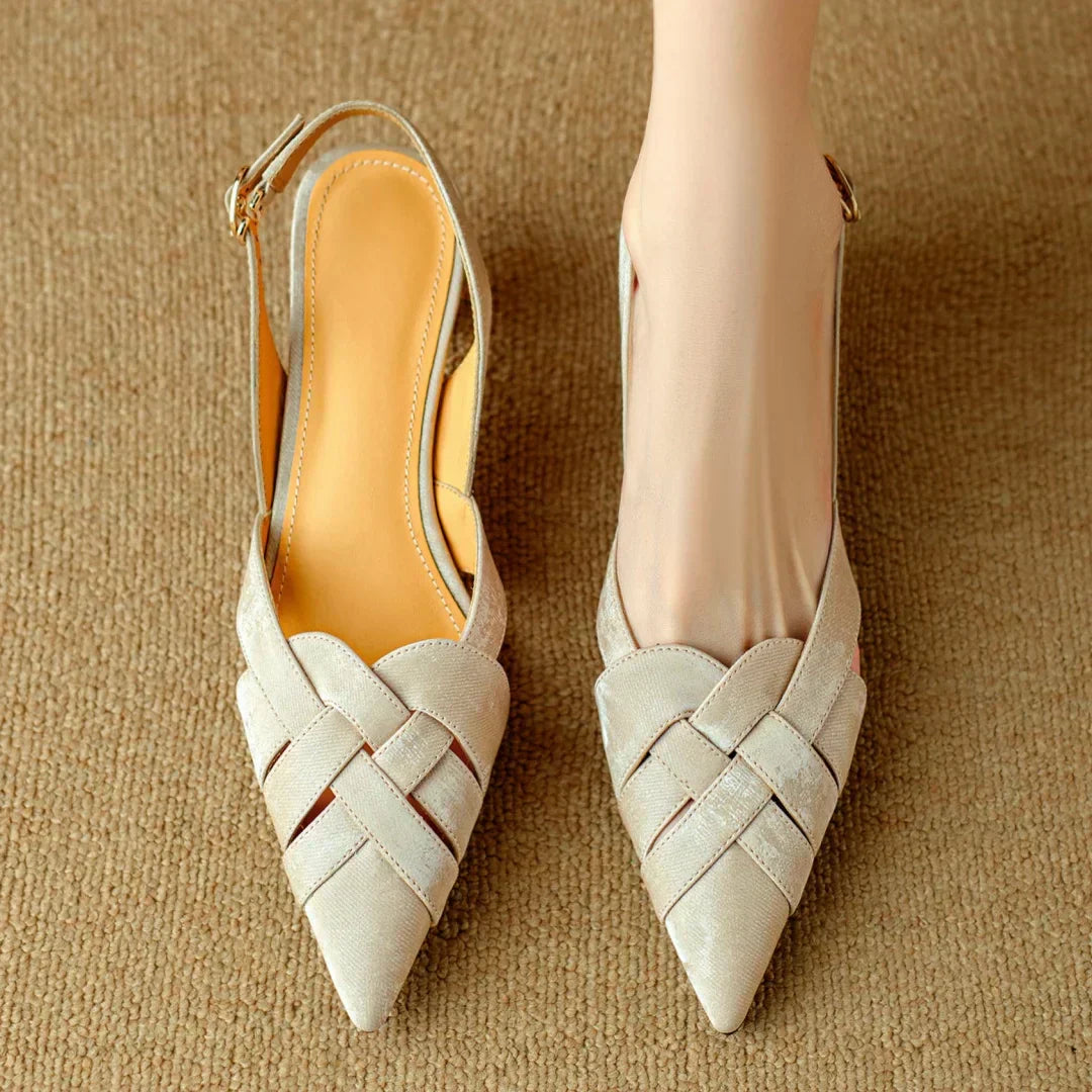 Deborah | Women’s Pointed Toe Leather Slingback Heels