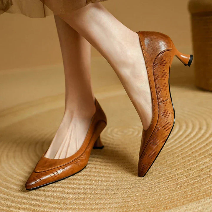 Clara | Women’s Genuine Leather Pointed Toe Kitten Heels