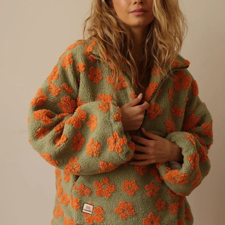 Luna | Women’s Floral Sherpa Quarter Zip Pullover