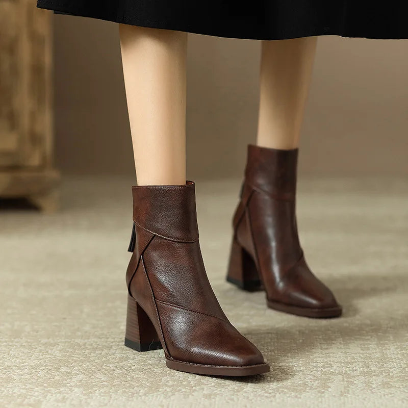 Cora | Women’s Leather Square Toe Ankle Boots