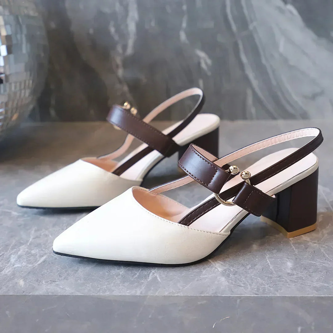 Ellen | Women’s Two Tone Slingback Block Heel Sandals