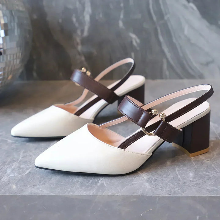 Ellen | Women’s Two Tone Slingback Block Heel Sandals