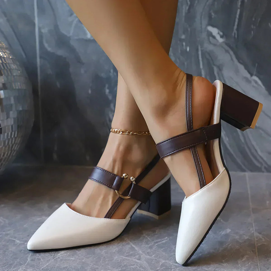 Ellen | Women’s Two Tone Slingback Block Heel Sandals