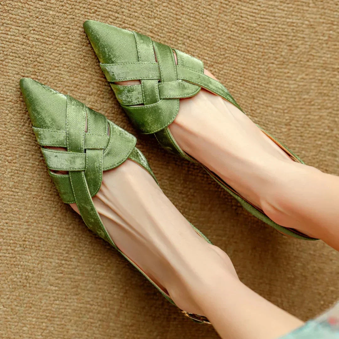 Deborah | Women’s Pointed Toe Leather Slingback Heels