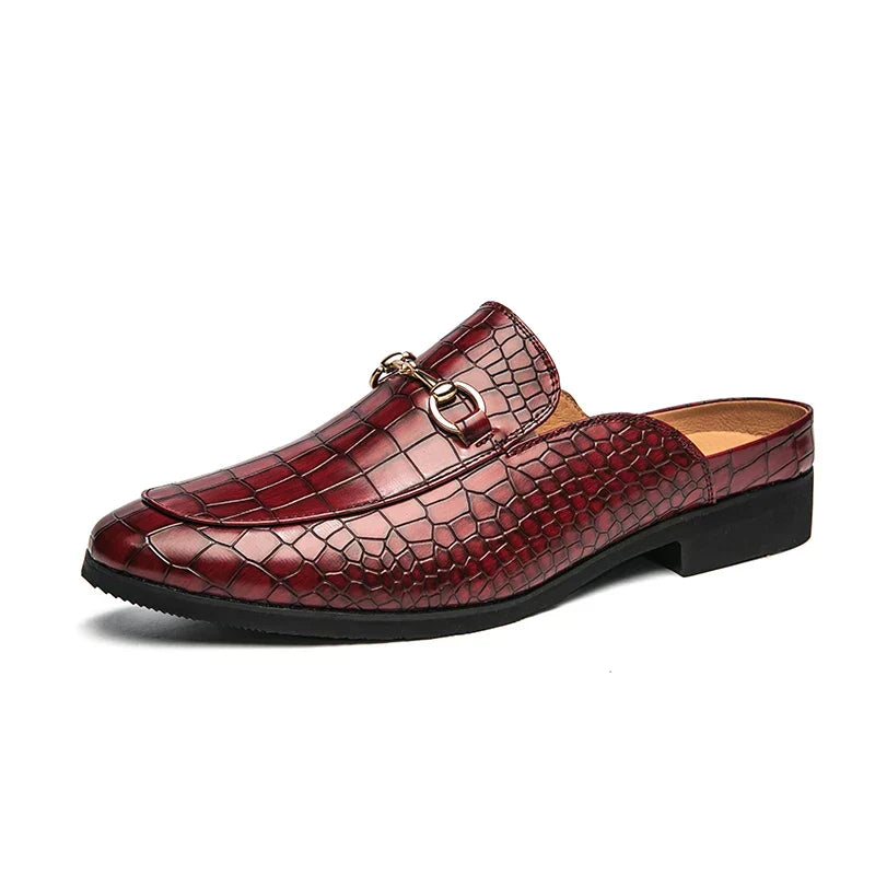 Maxwell | Men’s Crocodile Texture Leather Mule Loafers