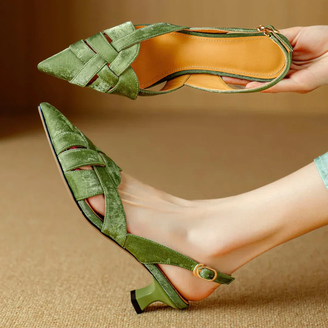 Deborah | Women’s Pointed Toe Leather Slingback Heels