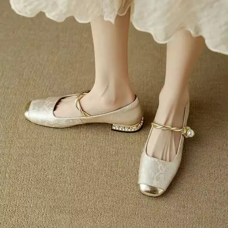 Elena | Women’s Vintage Twisted Strap Block Heel Pumps