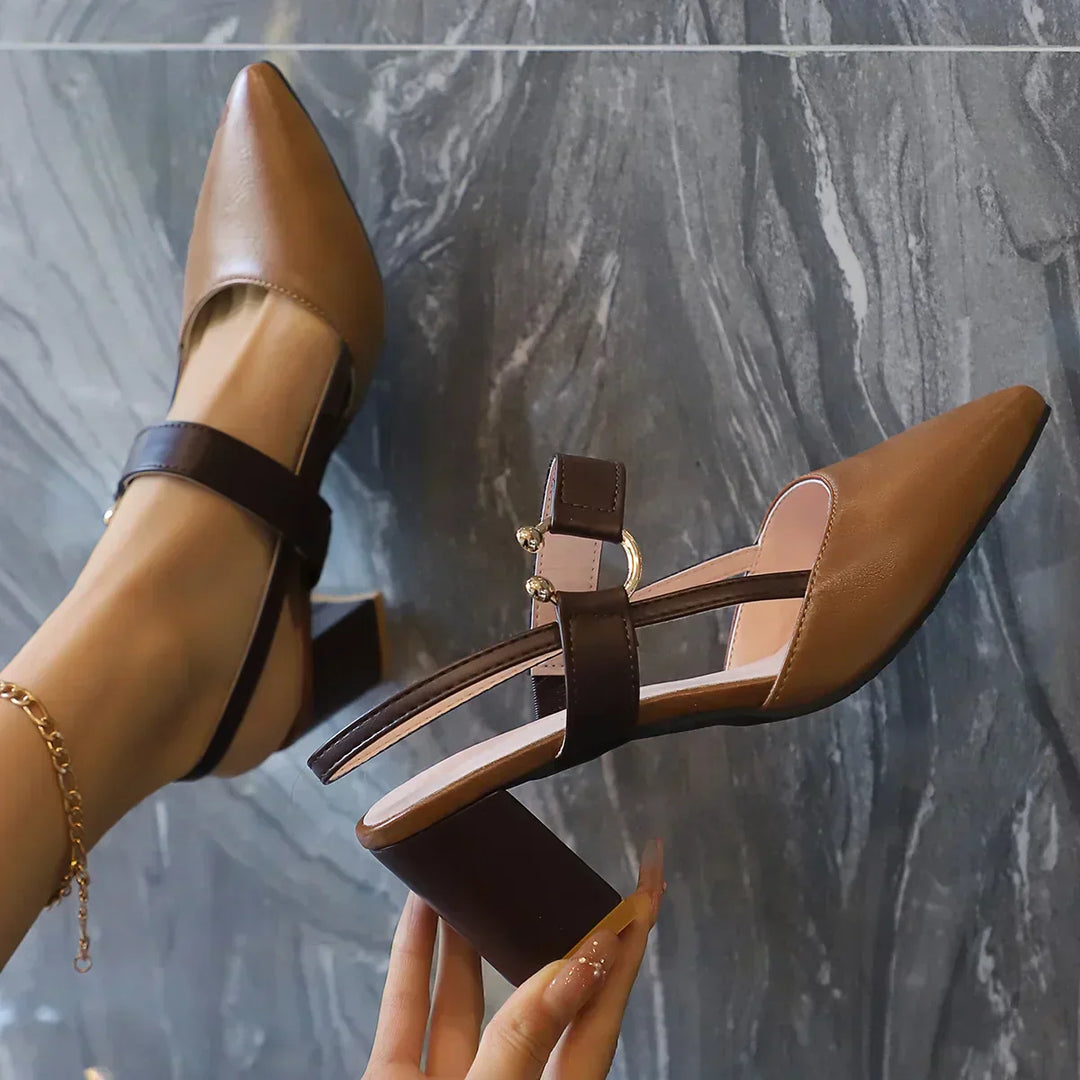 Ellen | Women’s Two Tone Slingback Block Heel Sandals