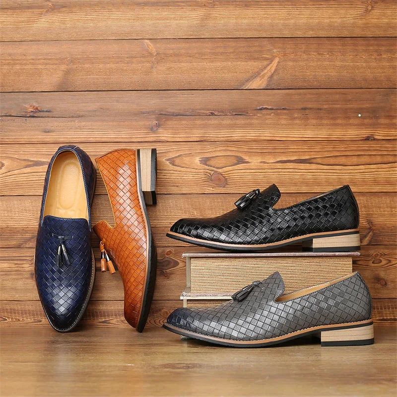 Prieto | Men’s Prestige Weave Leather Moccasins