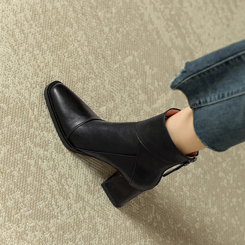 Cora | Women’s Leather Square Toe Ankle Boots