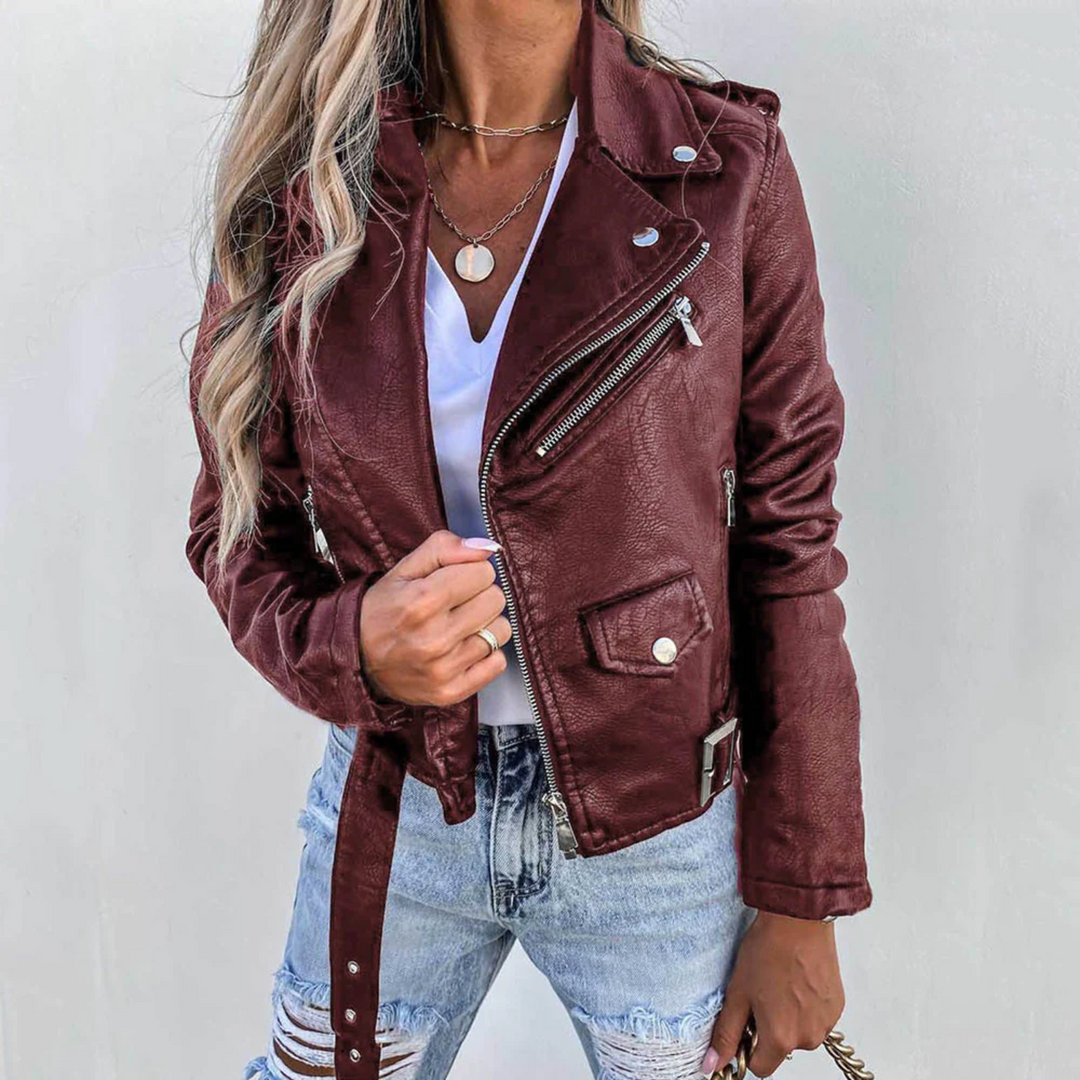 Selaria | Women’s Faux Leather Button Jacket