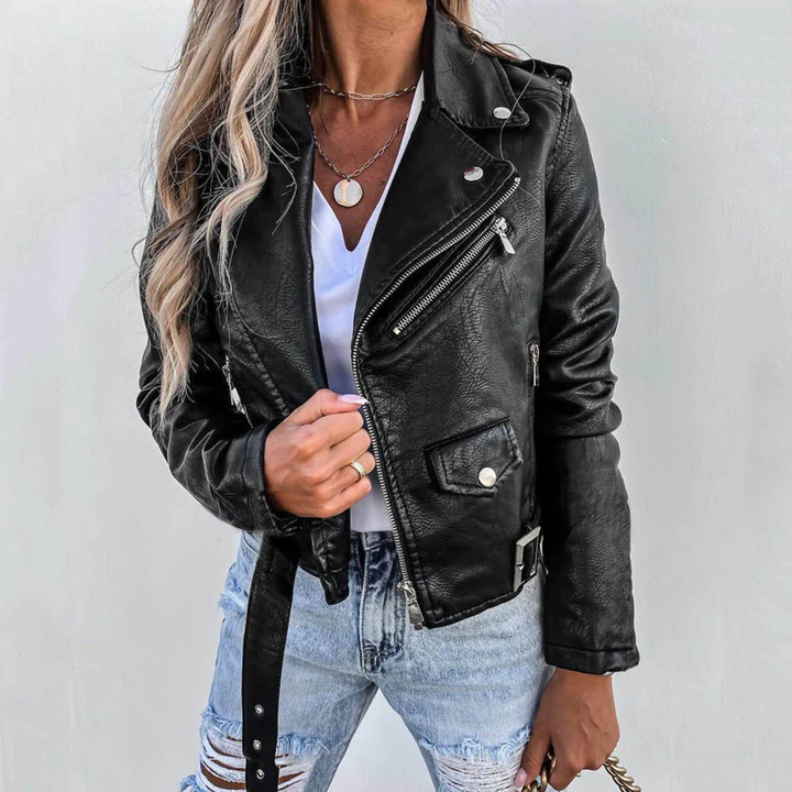 Selaria | Women’s Faux Leather Button Jacket