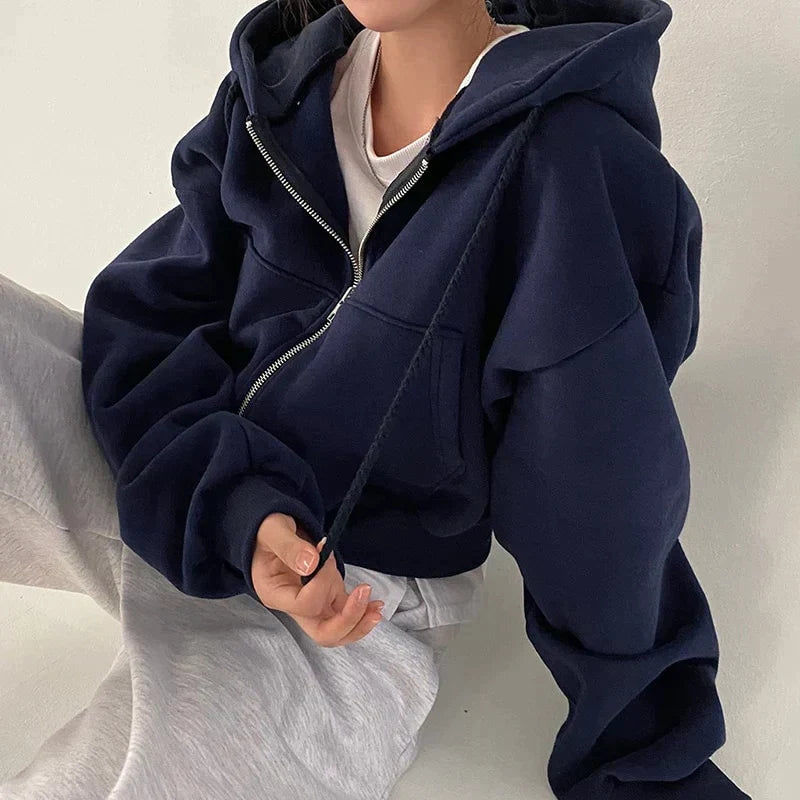 Selvarina | Women’s Zippered Wide Sweatshirt