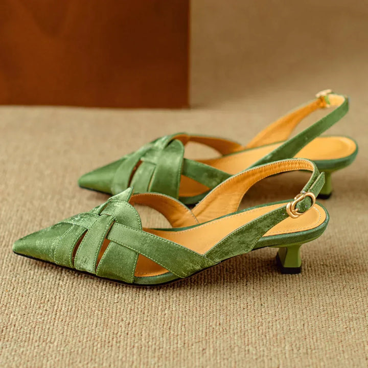 Deborah | Women’s Pointed Toe Leather Slingback Heels