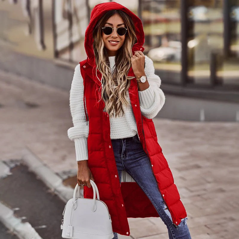 Alma | Women’s Quilted Hooded Long Vest