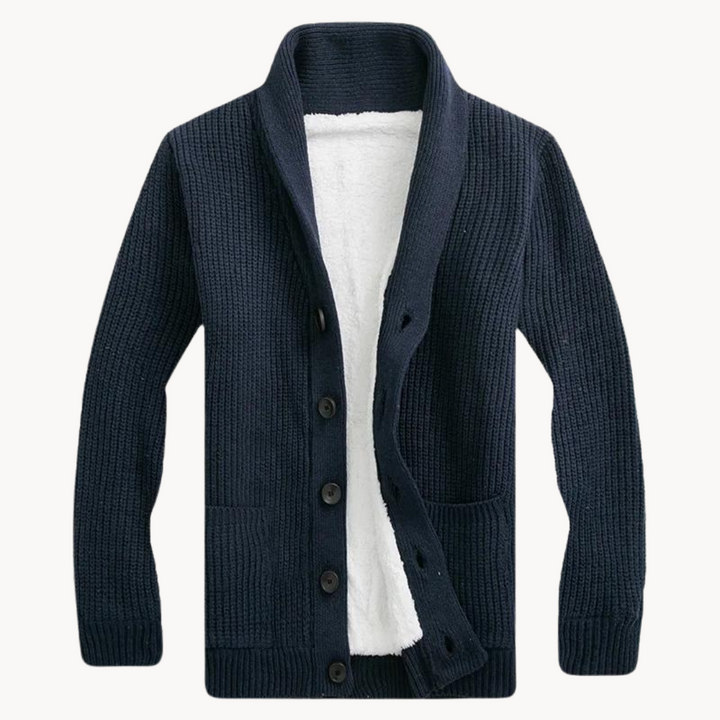 Calviero | Men’s Shawl Collar Fleece Cardigan