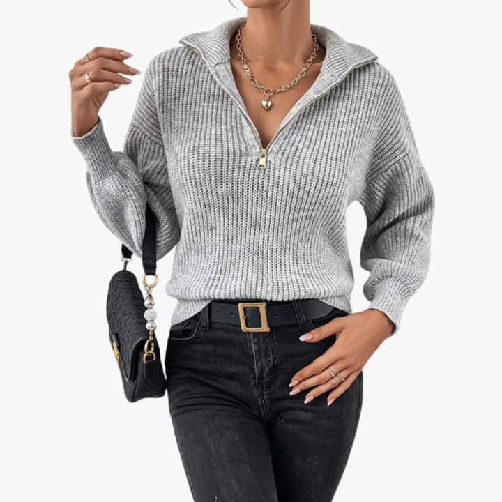 Celine | Women’s Half-Zip Rib Knit Sweater