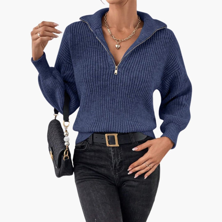 Celine | Women’s Half-Zip Rib Knit Sweater