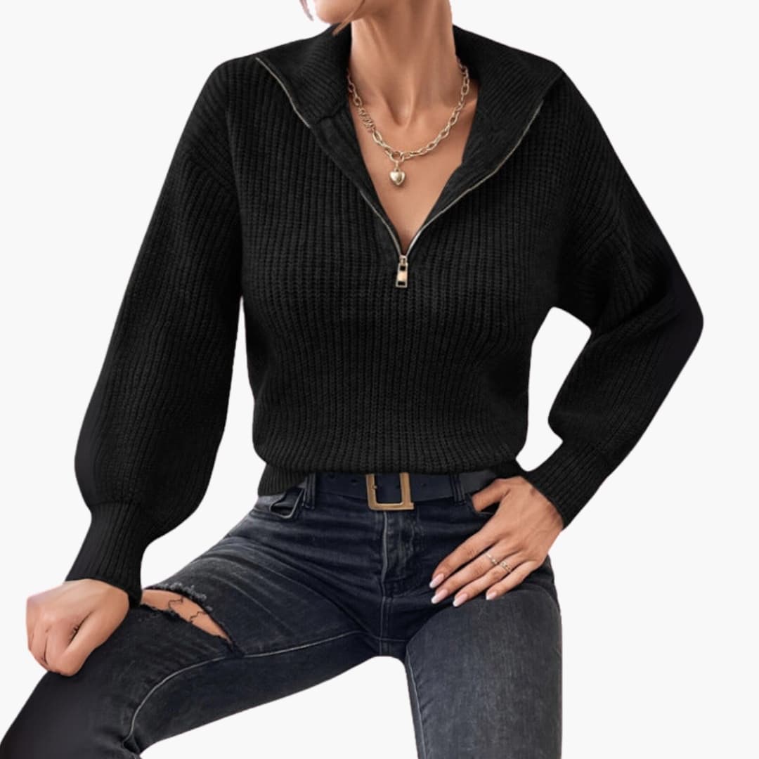 Celine | Women’s Half-Zip Rib Knit Sweater