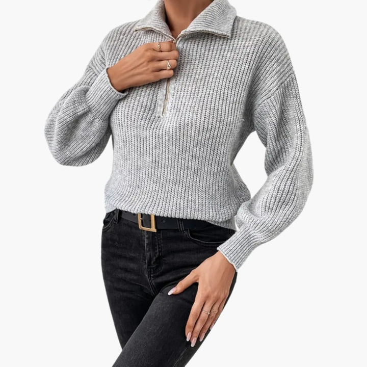Celine | Women’s Half-Zip Rib Knit Sweater