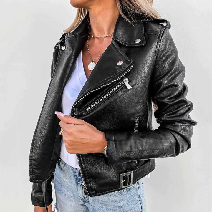 Selaria | Women’s Faux Leather Button Jacket
