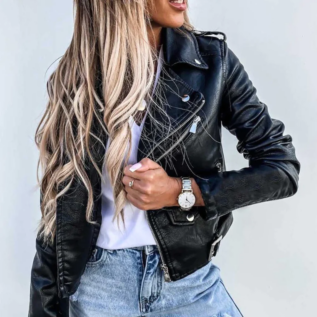 Selaria | Women’s Faux Leather Button Jacket