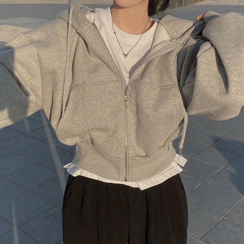 Selvarina | Women’s Zippered Wide Sweatshirt
