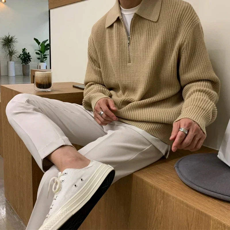 Jorvian | Men’s Jacquard Knit Quarter-Zip Jacket