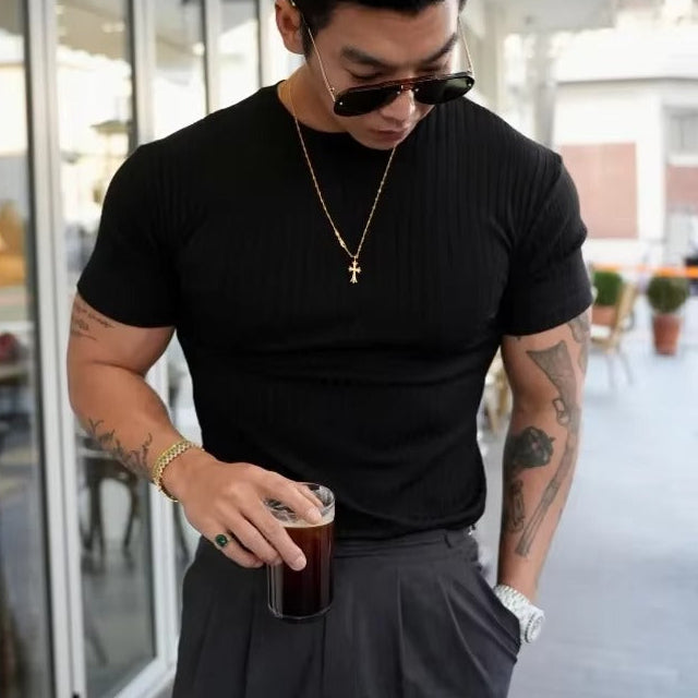 Nathaniel | Men’s Ribbed Knit Tailored T-Shirt