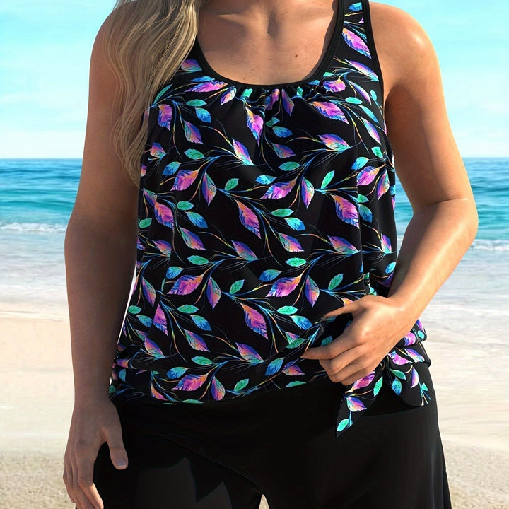 Lyrisse | Women’s Leaf Print Tankini Set
