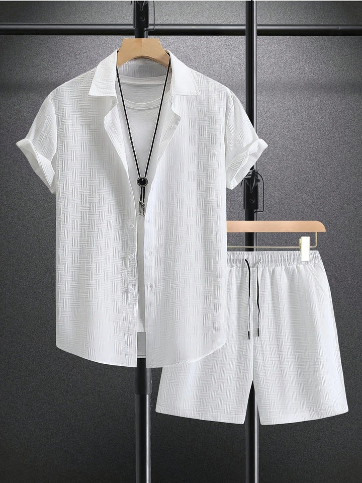 Marzio | Men’s Summer Set – Striped Checkered Texture