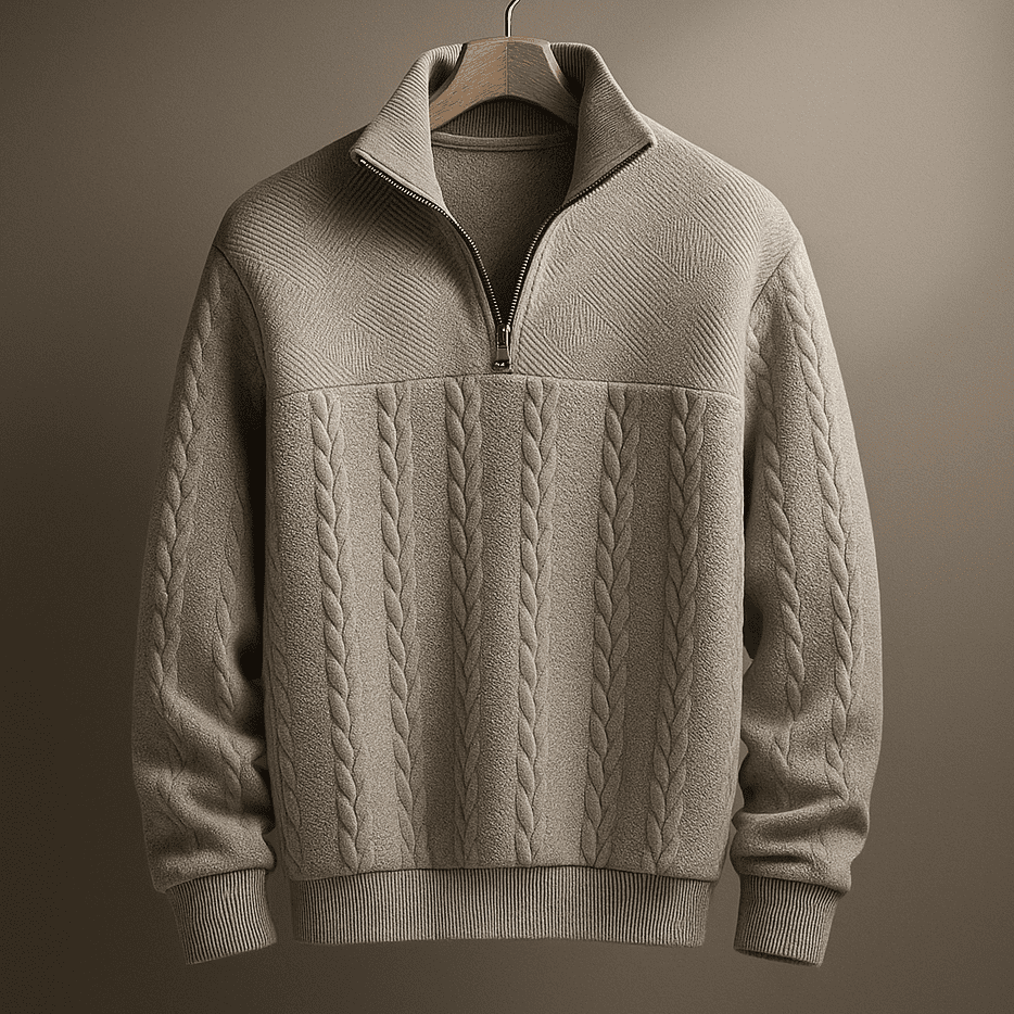 Walter | Men’s Cable Knit Quarter Zip Pullover