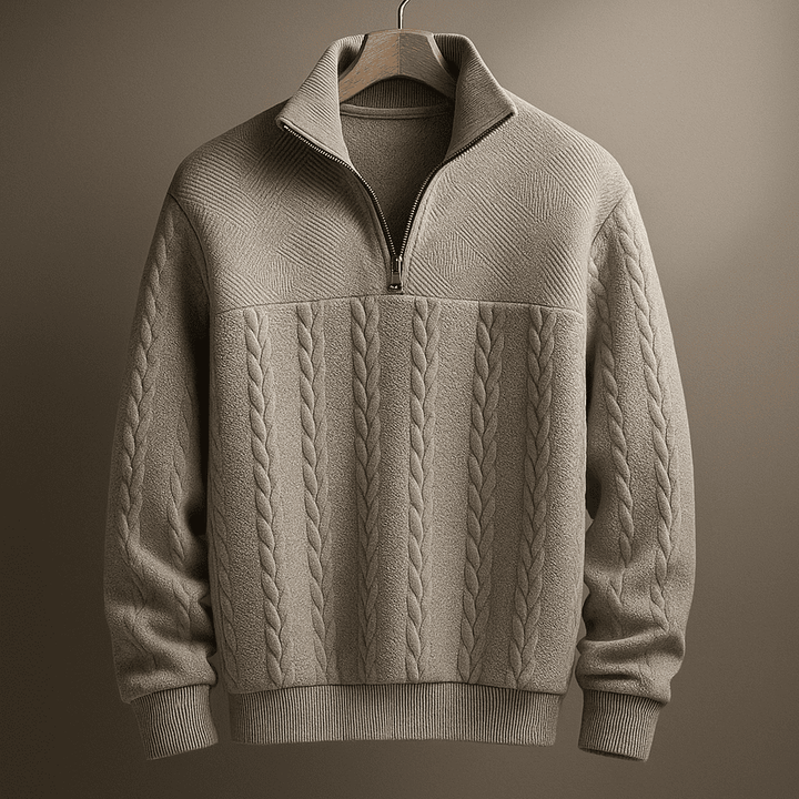 Walter | Men’s Cable Knit Quarter Zip Pullover