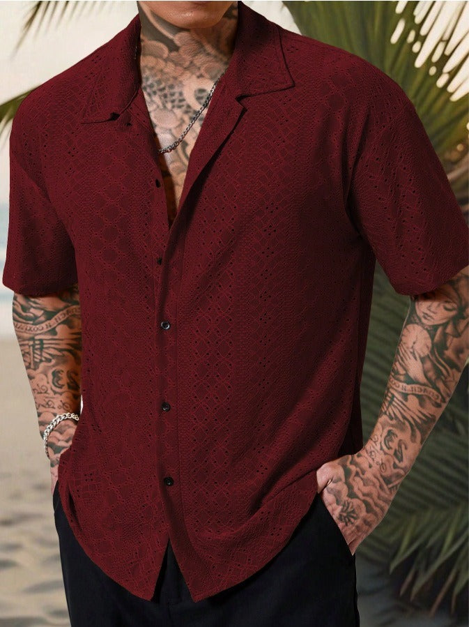 Miggy | Men’s Breathable Jacquard Short Sleeve Shirt