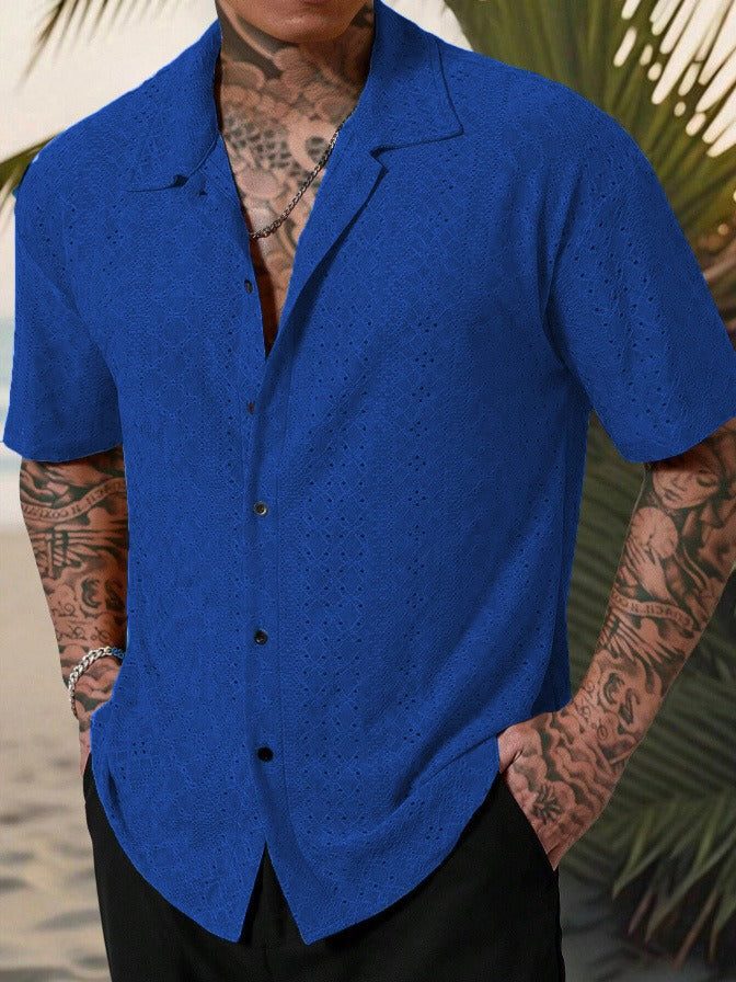 Miggy | Men’s Breathable Jacquard Short Sleeve Shirt