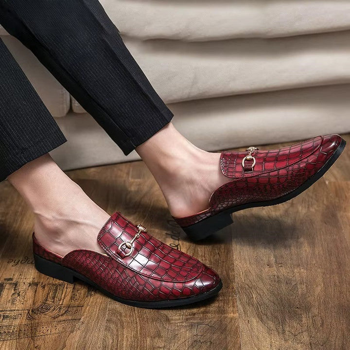 Maxwell | Men’s Crocodile Texture Leather Mule Loafers