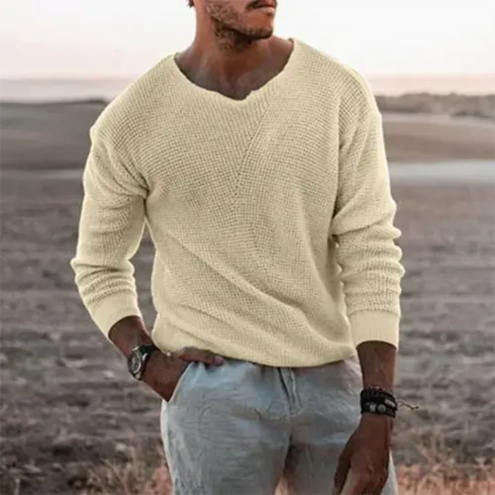 Darine | Men’s Ribbed V-Neck Pullover Sweater